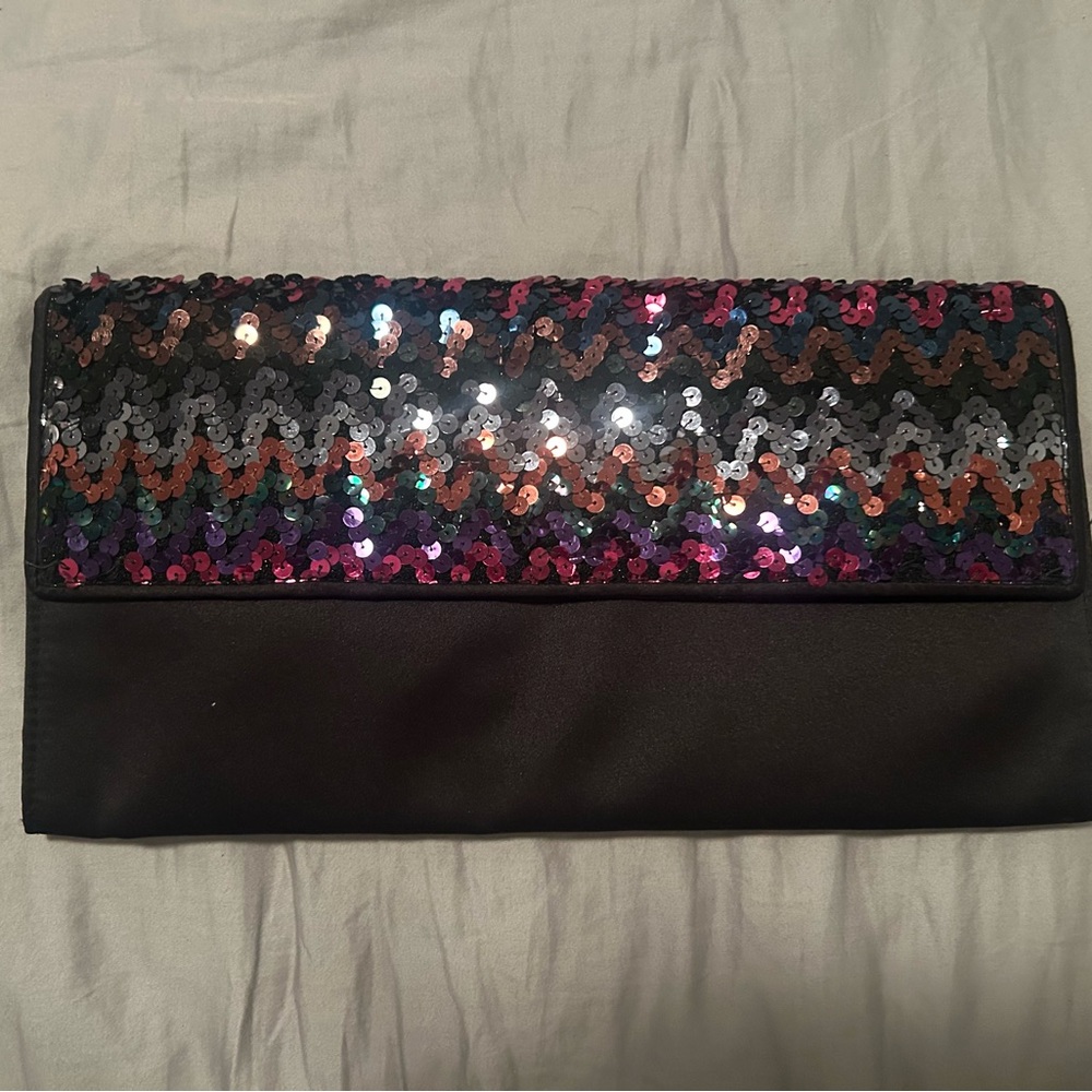 Paoletti Libetta Sequin Zigzag Clutch - Black and Multicolor